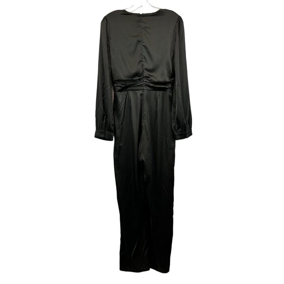 Andree by Unit Womens Long Sleeve V-Neck Twisted Waist Pant Jumpsuit Black S New - Picture 8 of 11